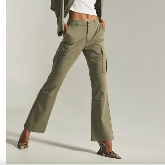 7Diamonds Nellie Cargo Pants Olive Green Flare - Picture 1 of 16